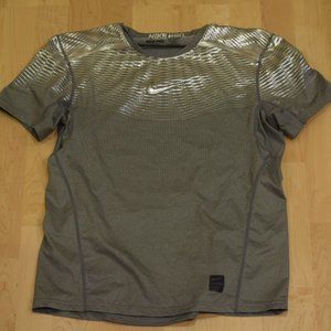 Nike Pro fitted training metallic silver shirt